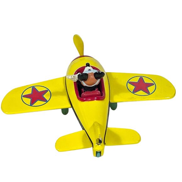 Vintage Disney DecoPac Mickey Mouse Flying Airplane Die Cast Toy Yellow 1981 - Picture 5 of 16